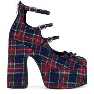 Red Plaid Platform Heels